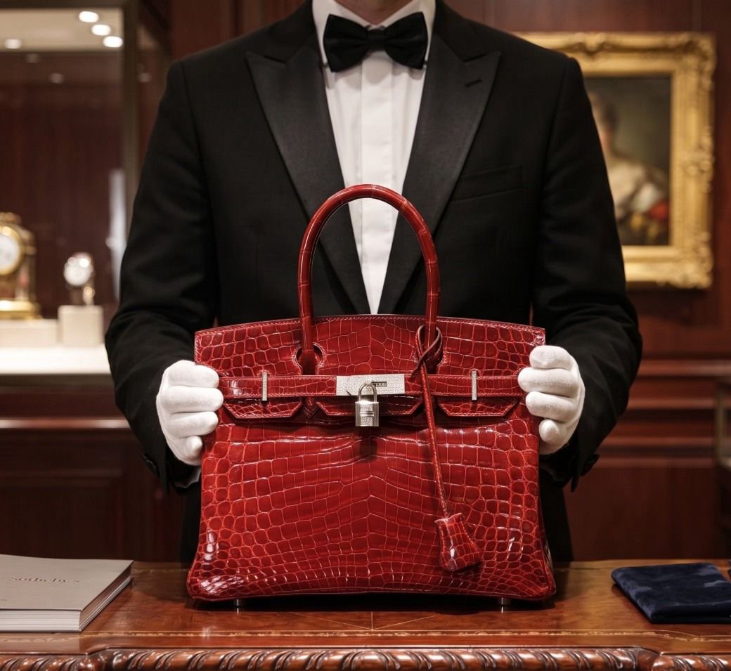 Pieza Maison Rêve · Bolso de coleccionista presentado con guantes blancos en atelier